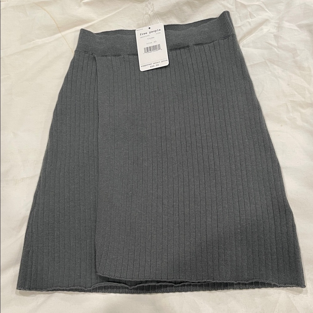 Free People Charcoal Ribbed Knit Mini Skirt - Picture 2 of 8